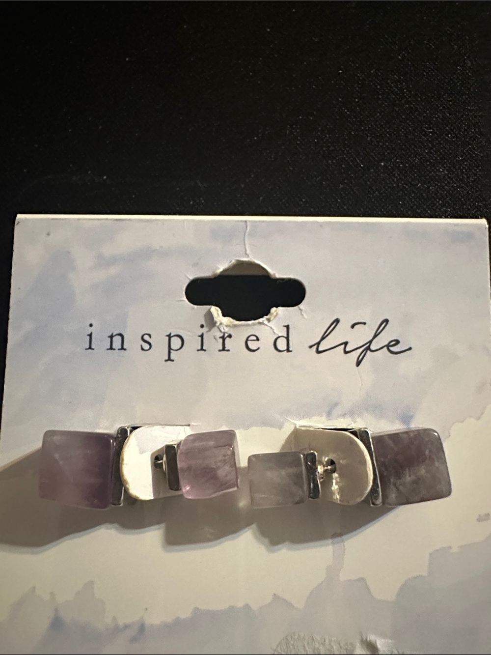 Inspire Pale Purple Square Stone Bar Earrings
#71
